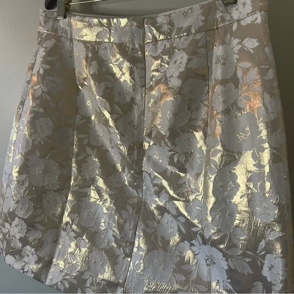 J. Crew beautiful floral metallic gold & cream skirt, women’s sz 12, GUC - Picture 4 of 11